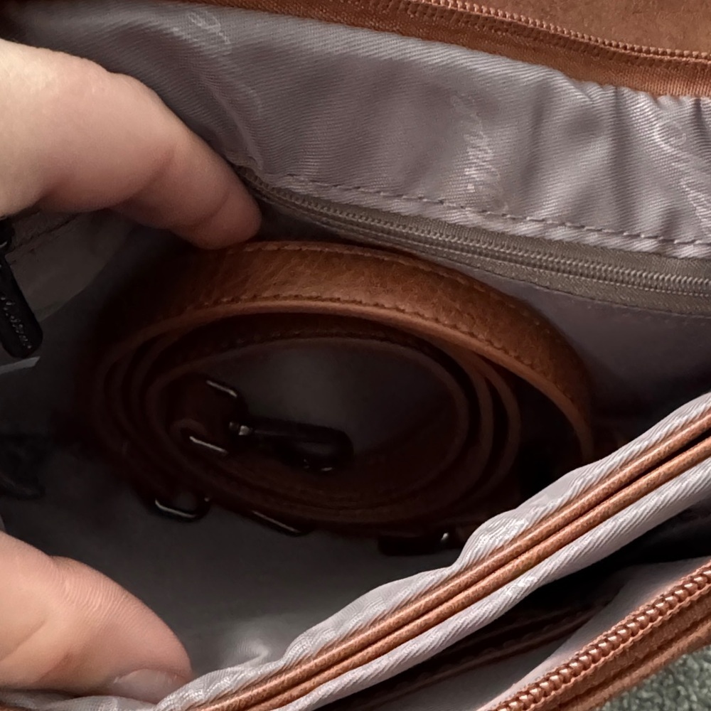 Floral Embossed Tan Crossbody Bag - Picture 5 of 8